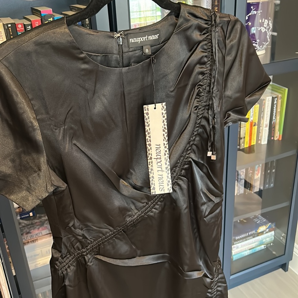 NWT Newport News shiny black dress - Picture 2 of 6